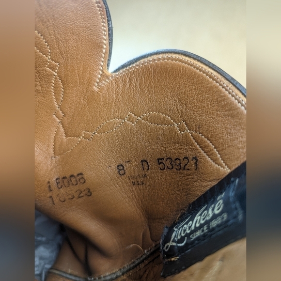 Lucchese Boots men's size 8D Exotic Genuine Black Smooth Ostrich classic Western - Picture 12 of 13